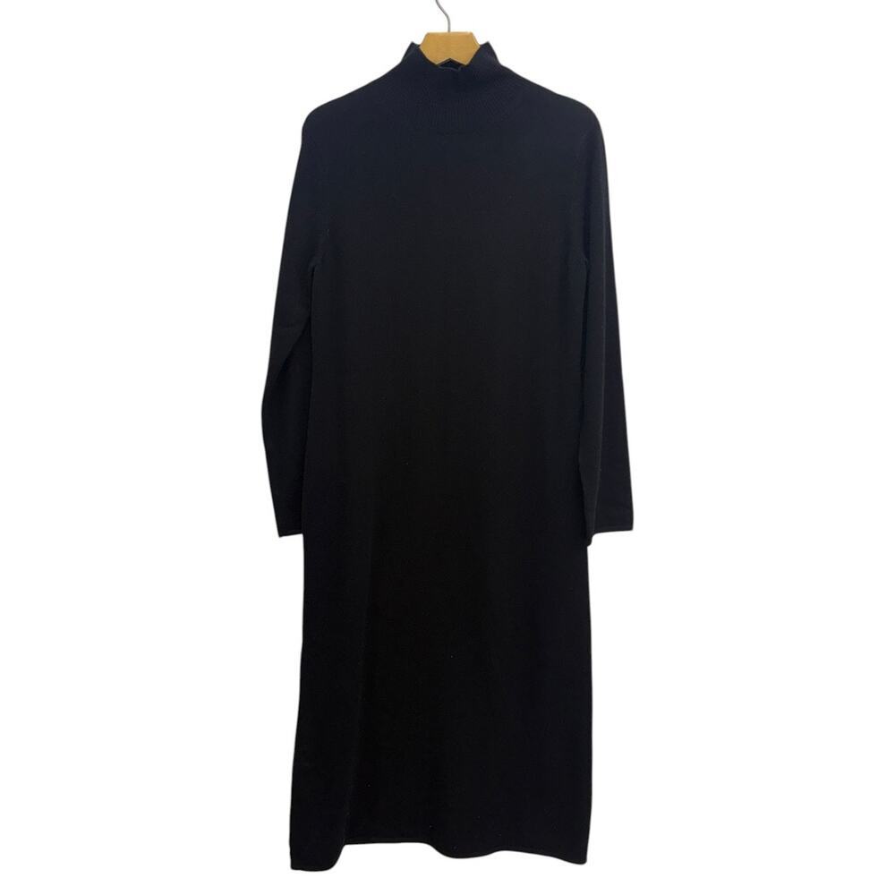 Everlane The Turtle Neck Midi Dress in Cashmere Black size M NWT - Picture 4 of 7